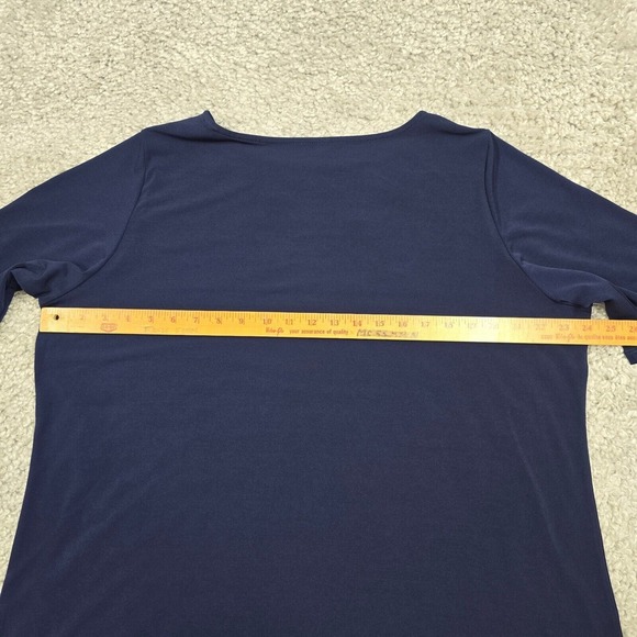 Susan Graver Top Women 1X Blue Liquid Knit Short Sleeve Mature Stretch Career - Picture 6 of 8